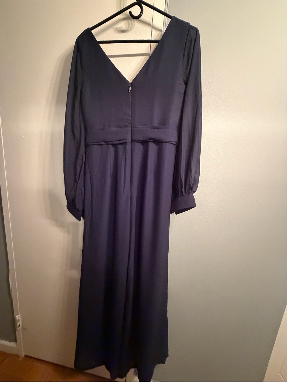 Jumpsuit/Pantsuit Plunge Neck Long Sleeves Floor-Length Chiffon - Picture 4 of 6